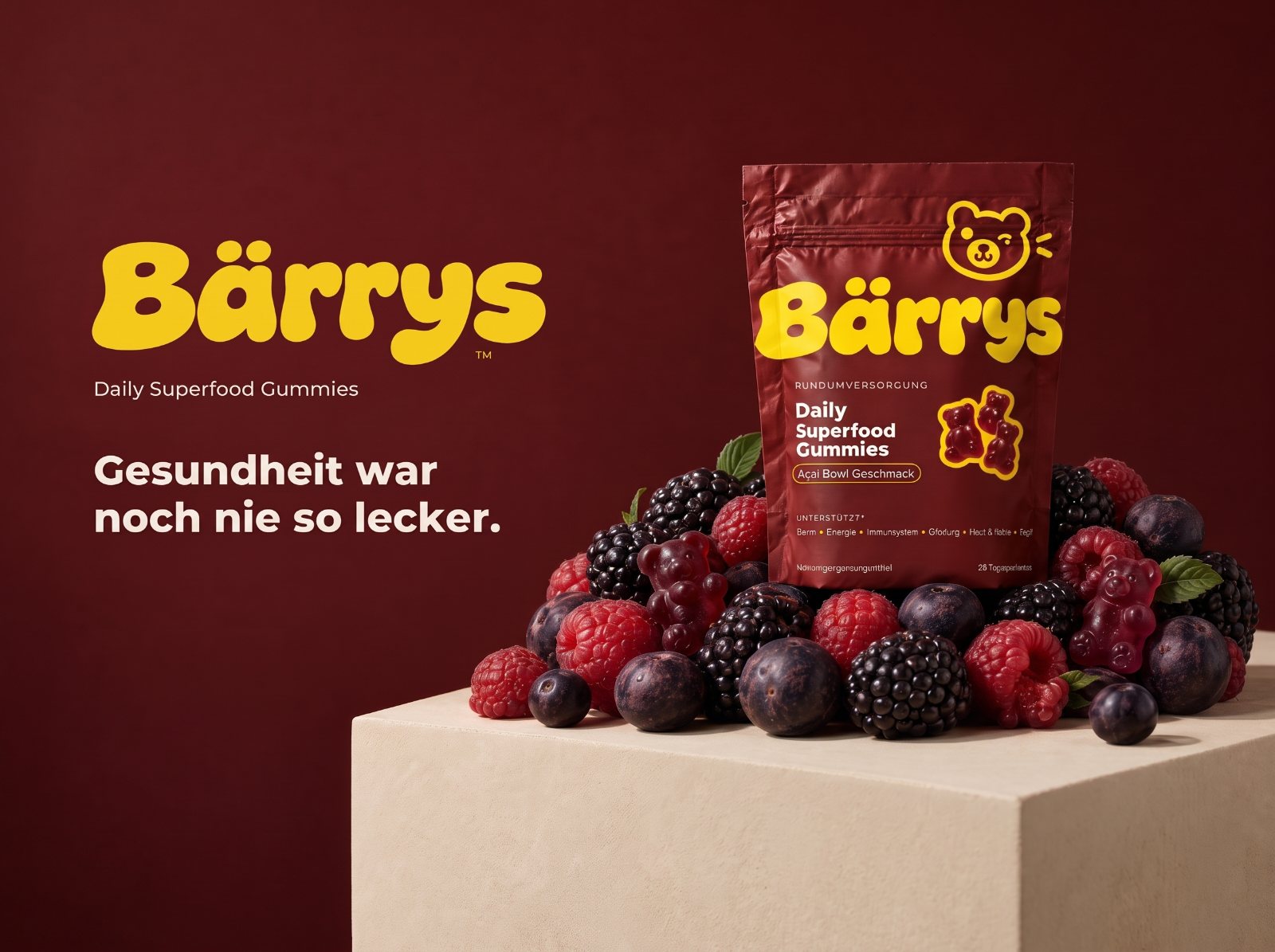 Bärrys Beutel auf frischen Beeren